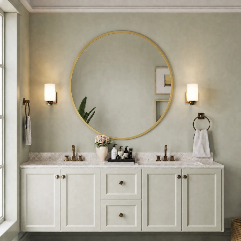 Miroir de salle de bain Lunara, 48 po x 48 po, Gold