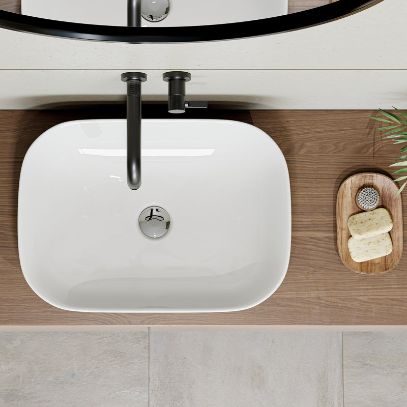 HOROW Basin 46mm L x 33mm W White Ceramic Oval Sink
