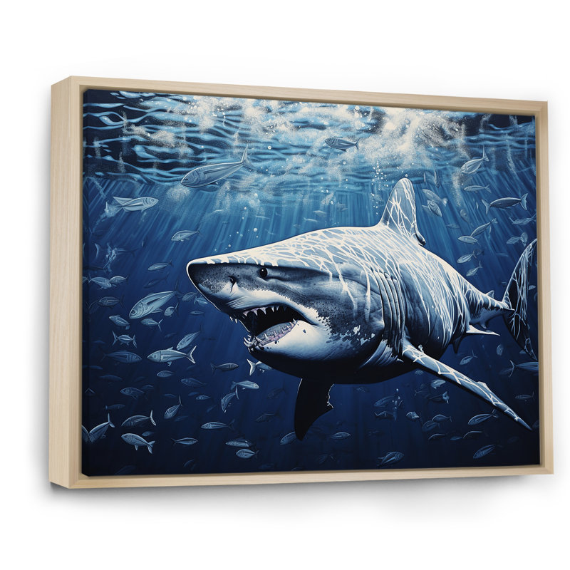 " Bull Shark Depths Photography ", 12" H x 20" W x 1" D, Natural Floater Framed