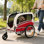 Remorque de vélo et poussette pour chien pliable 2 en 1 Aobei rouge pour chien moyen ou grand avec rideau imperméable