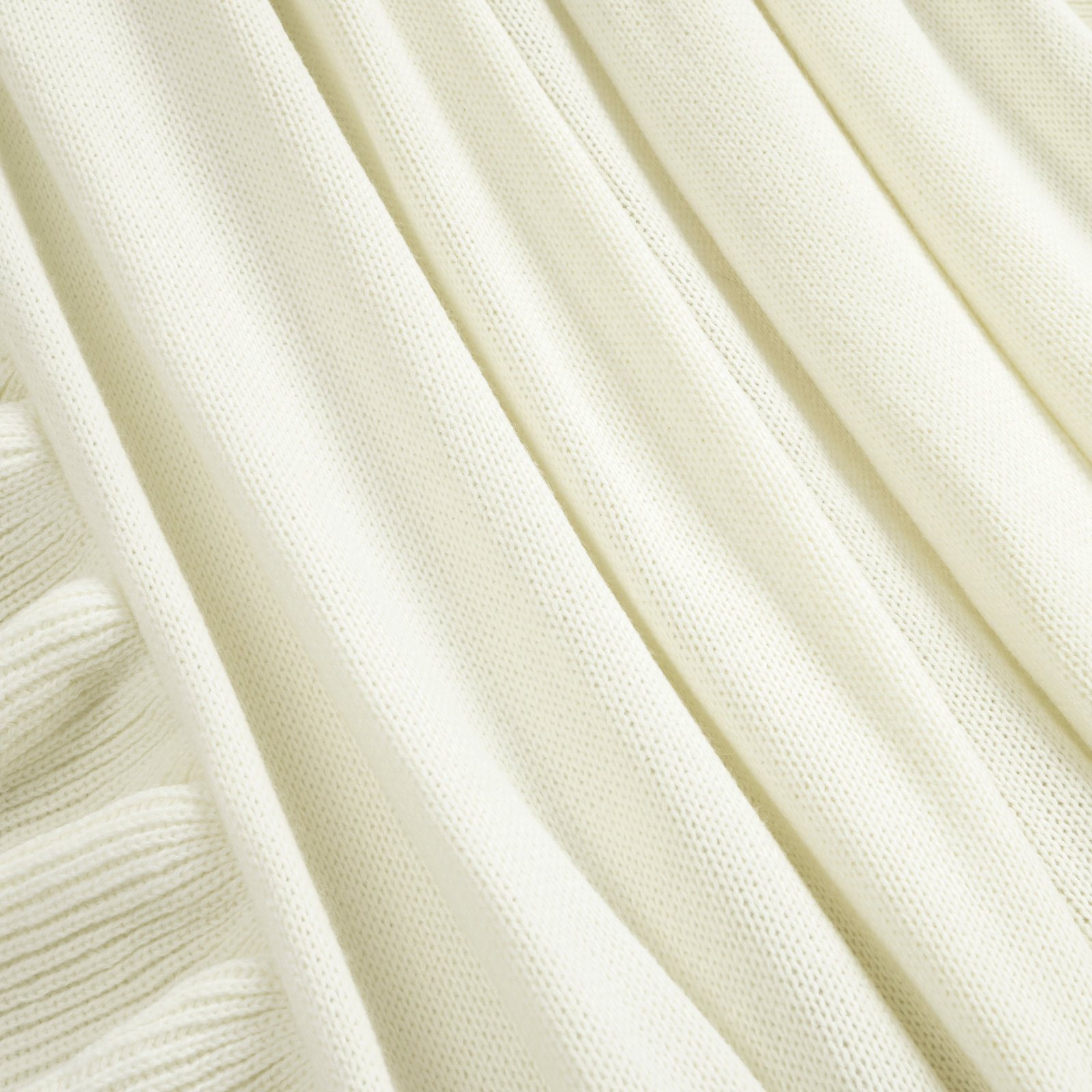 Padraic Plastic / Acrylic Knitted Throw Blanket, Ivory