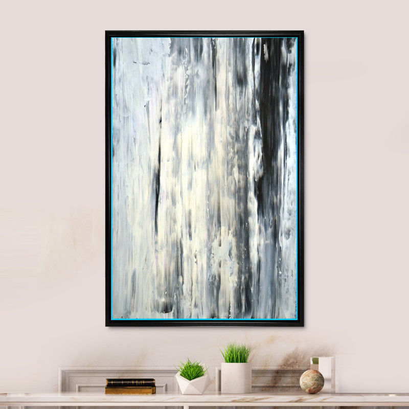 Art moderne gris et bleu II 2FL47798, Cadre noir, H 20 po x l 12 po x P 1 po