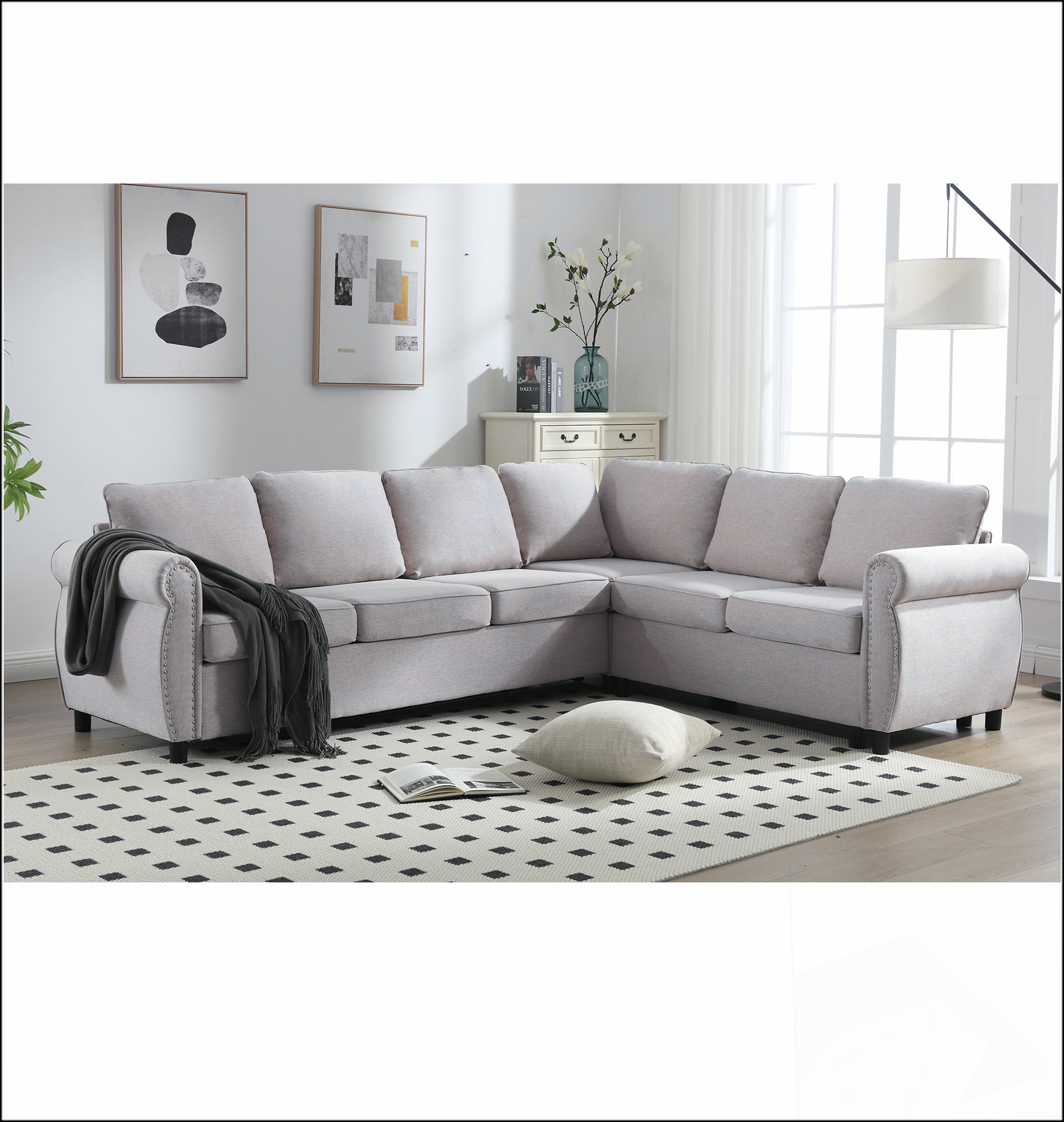 Hokku Designs Sleeper Sofa: 2 - in - 1 Pull - Out 6 - Seater L - Shaped ...