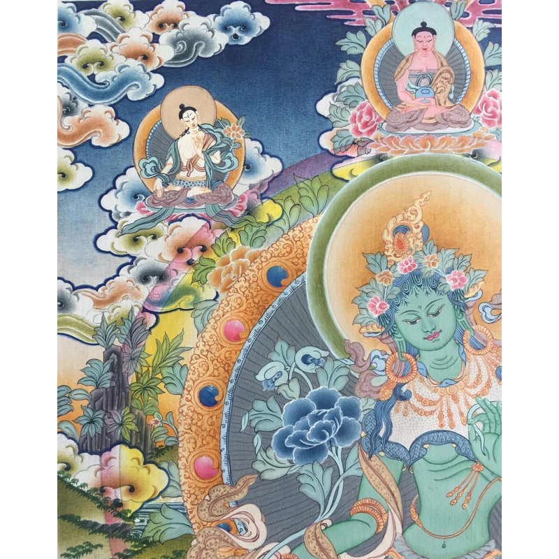 Vert Tara Thangka (Thangka sans brocart)