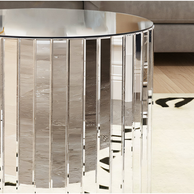 Luxury Coffee Table With Silver Full Mirror Surface Design
