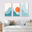 Red Moon Over Abstract Blue Mountains I - 3 pièces, cadre flottant, impression sur toile-316476786-316476787