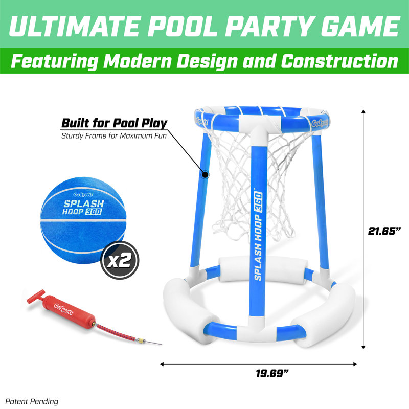 Splash Hoop 360 Floating Pool Basketball Game, Blue