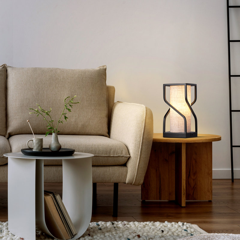 Burdena Metal Touch Control Table Lamp with USB and Bulb Included, Beige