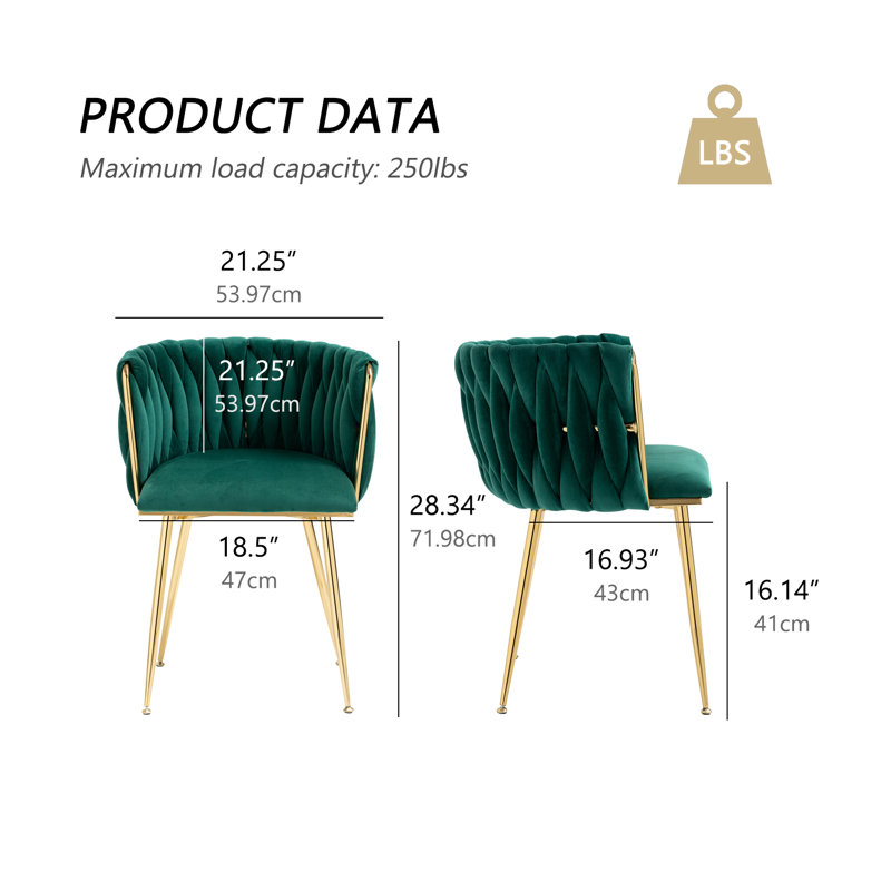 Chaise d'appoint rembourrée en velours Evanni, Vert, 2
