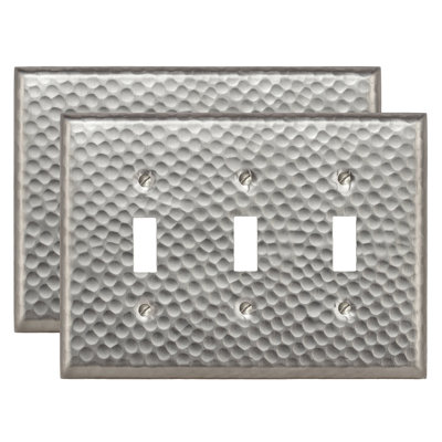 Hand Hammered 3-Gang Toggle Light Switch Wall Plate (Set of 2)