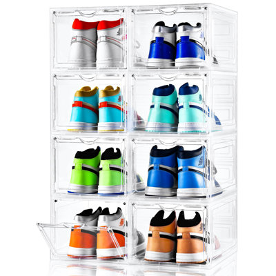Upgraded X-Large Shoe Storage Box,Shoe Box Clear Plastic Stackable,Drop Front Shoe Box With Clear Door,Shoe Organizer And Shoe Containers For Sneaker