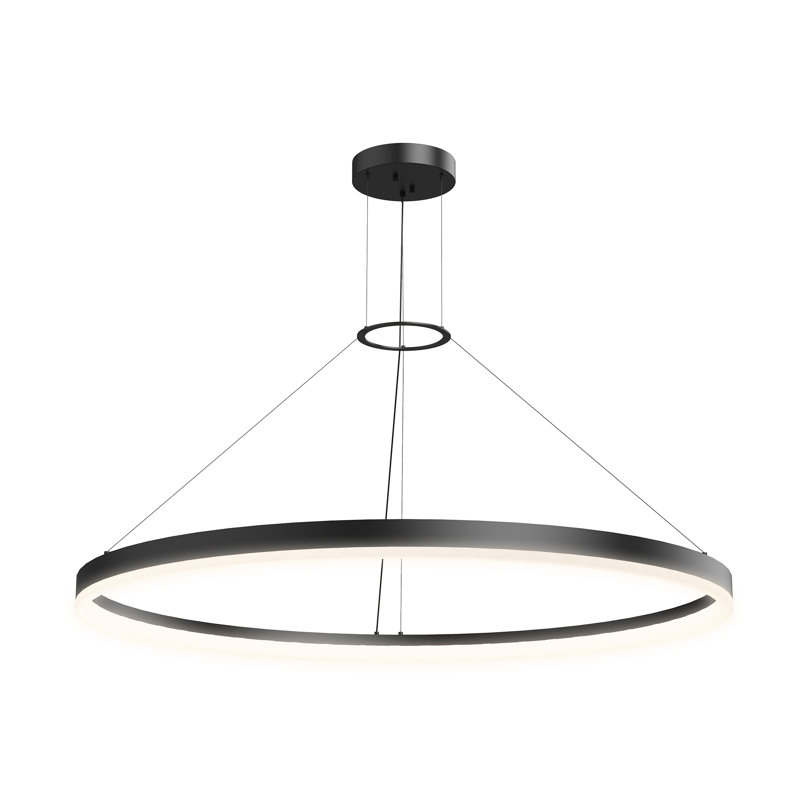 Corona 1 - Light LED Pendant, Satin Black, 2.5" H x 48" W