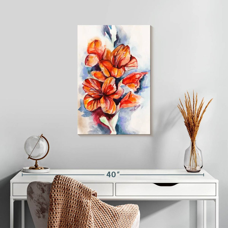 Harnek glaïeul et coquelicot, H 24 po x l 16 po