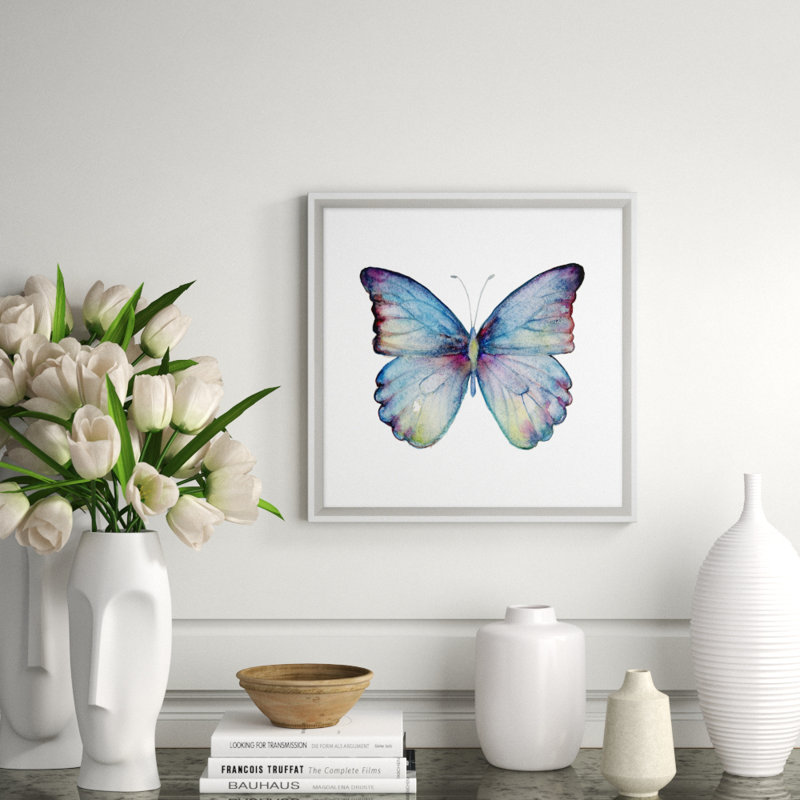 Butterfly Study 3' Framed Graphic Art Print on Glass