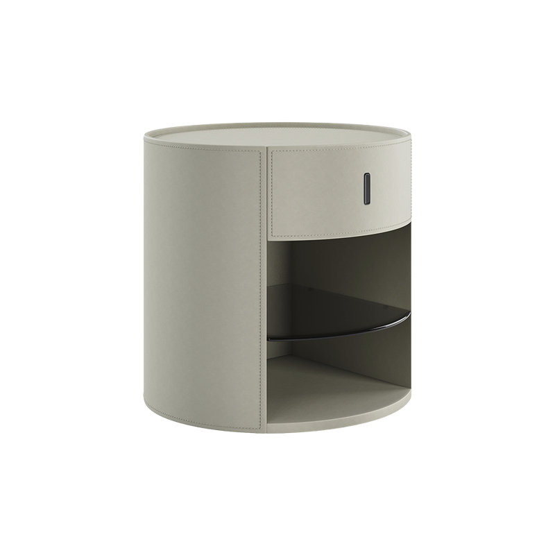 Table de chevet Sable en cuir blanc cassé