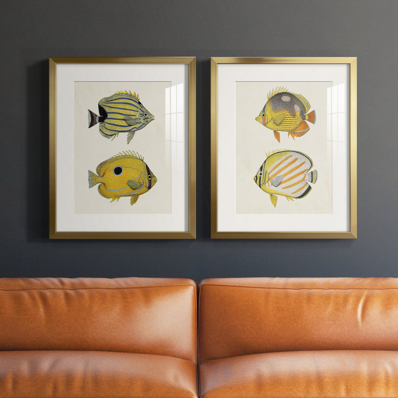 Poisson jaune et gris III - reproduction encadrée de qualité supérieure - prêt à être accroché