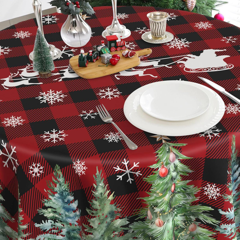 Christmas Tablecloth 60X120 Inches - Farmhouse Red Plaid Christmas Party Decorations For Home - Christmas Table Cloth For Rectangle Table Xmas Holiday Christmas Decor For Kitchen
