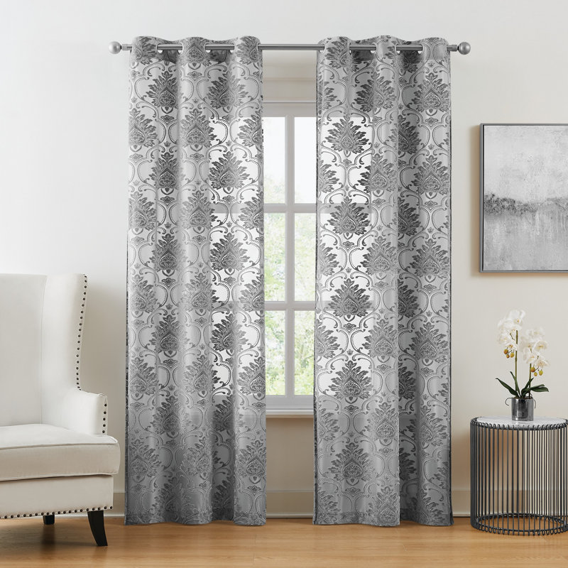Sinjin Semi-Sheer Curtain Pair, 37" W x 84" L