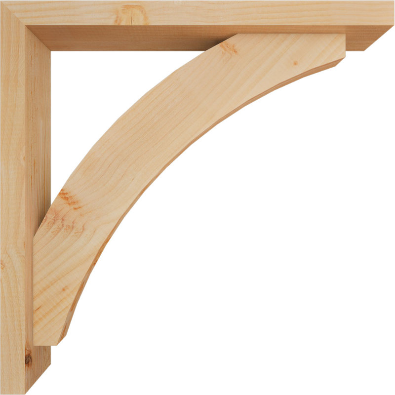 3 1/2"W x 24"D x 24"H Thorton Block Smooth Bracket w/ Offset Brace, Douglas Fir, 24 x 24, 3 1/2"W Douglas Fir (Smooth)