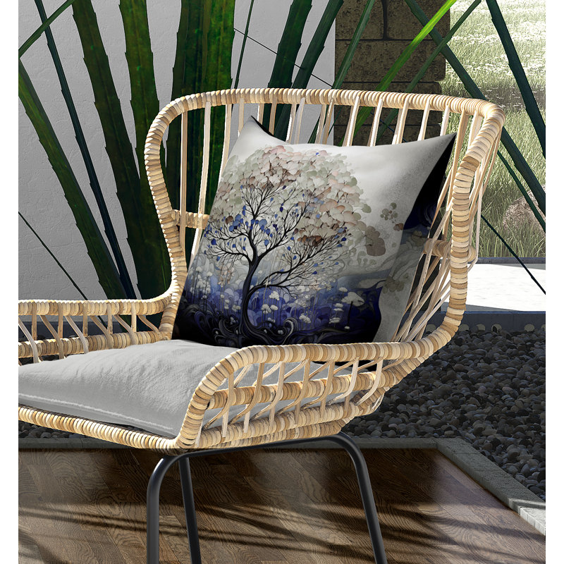 Coussin décoratif réversible Beautiful Tree Of Life, Bleu / beige / rose, H 16 po x l 16 po