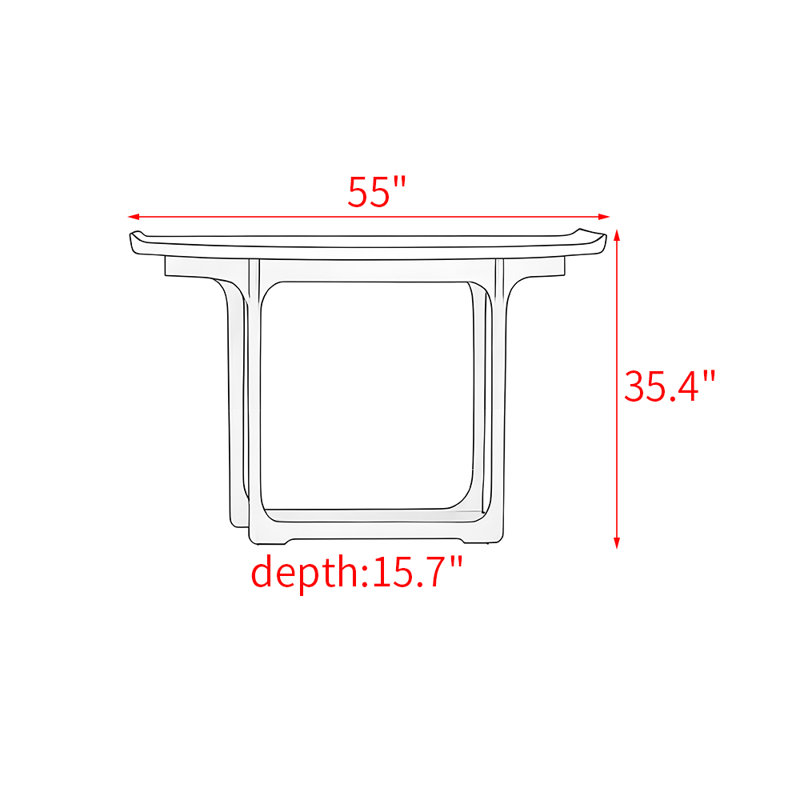 Nouvelle table d'entrée en bois de style chinois, H 35,4 po x l 55 po x P 15,7 po