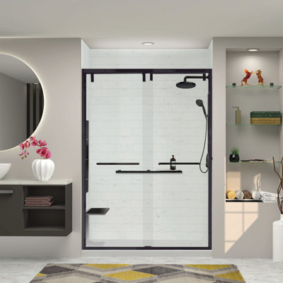 Porte de douche à demi-cadre sans cadre avec technologie TruMotion de l 56 po x H 80 po
