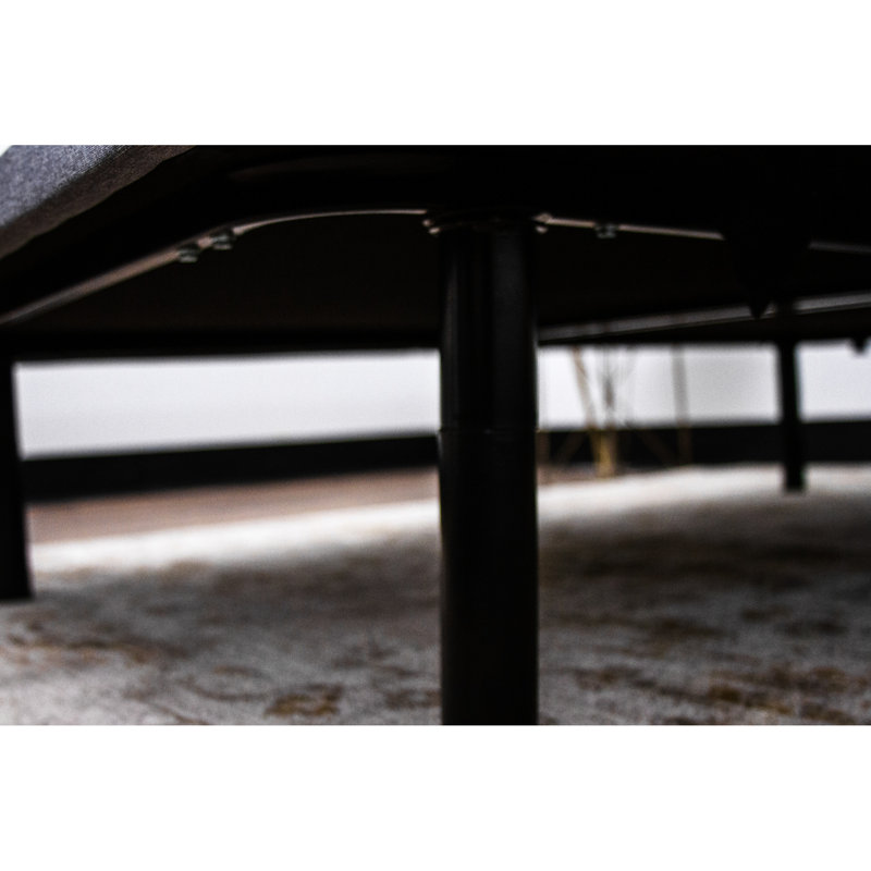 Upholstered Mattress Platform - Black + Gray, Adjustable 6, 1000 Lbs Support, Plywood Base And, Twin