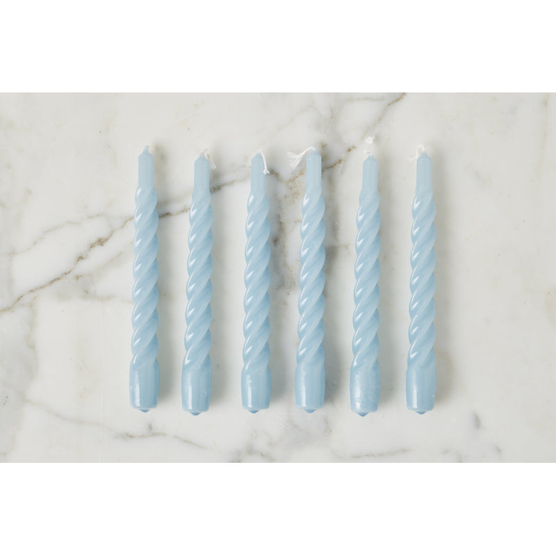 Lacquered Twisted Taper Candles, Denim