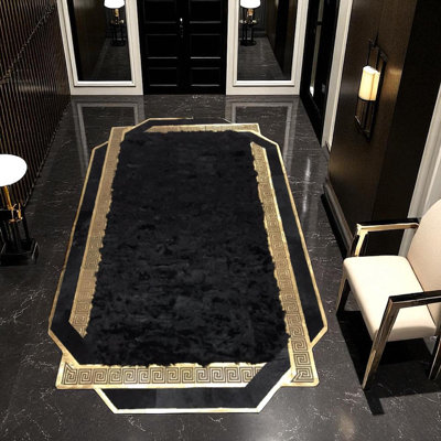 Black and White Cowhide Patchwork Rug - Rectangular Hair On Hide Leather Area Rug for Bed, Living Room - Multisize Carpet