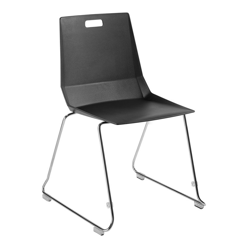 Chaise de réception empilable en plastique avec structure en métal 19,25 po Luvraflex, Noir