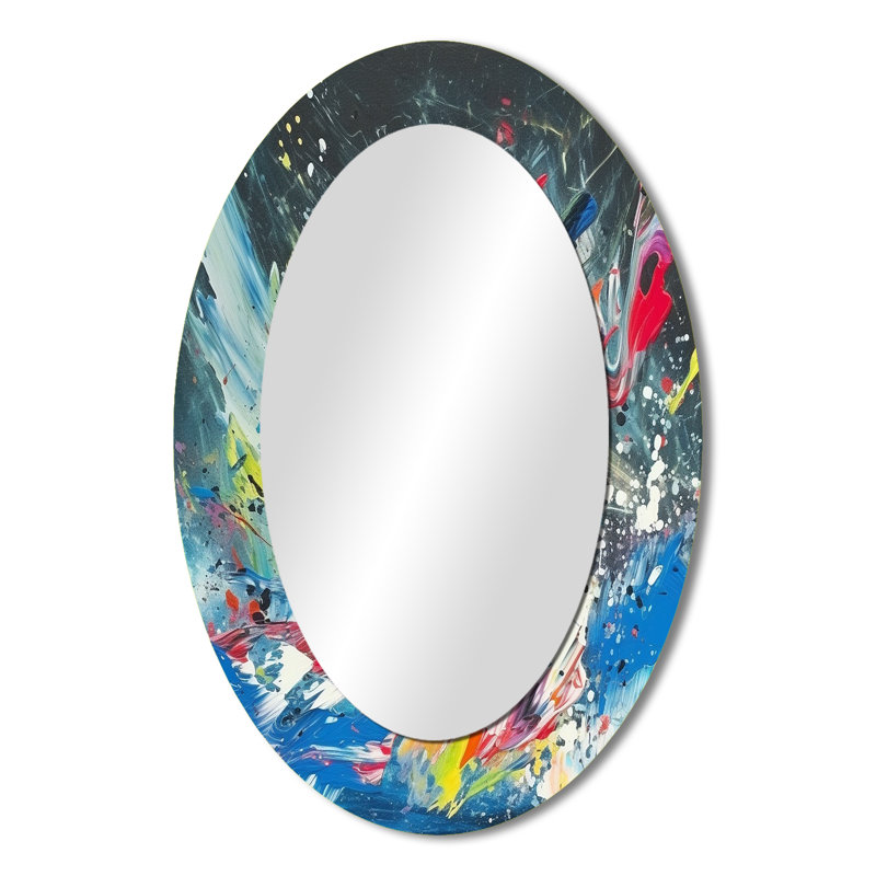 Contemporary Contemporary Abstract Expressionism II - Miroir mural moderne ovale, 36 po x 24 po