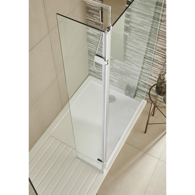 Wetroom Screens 270mm 322mm W x 1850mm H Hinged Semi-Frameless Wet Room Glass Screens with Clear Glass