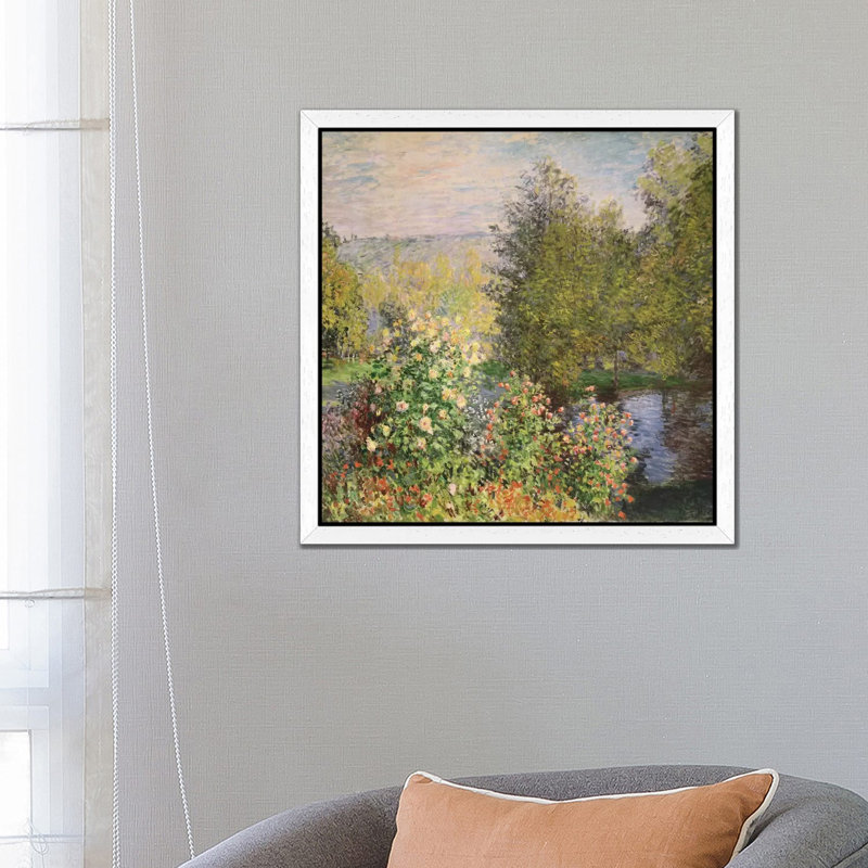 A Corner Of The Garden At Montgeron, 1876-7 by Claude Monet - Floater Frame Painting on Canvas, 66.04 cm H x 66.04 cm W