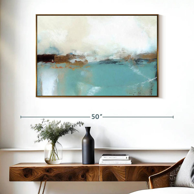 Giard matin brumeux, Cadre flottant doré, 40 po x 27 po