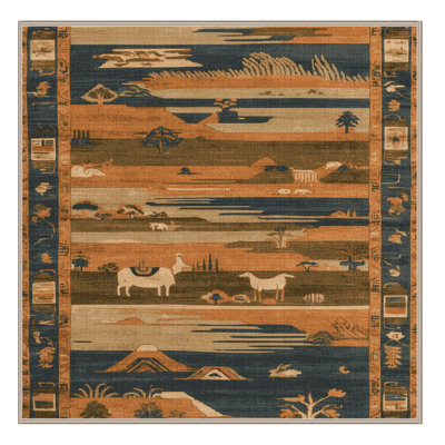 Tapis art déco brun lavable à la machine