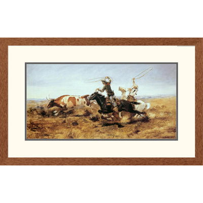 Western " Cowboys Roping A Steer "
