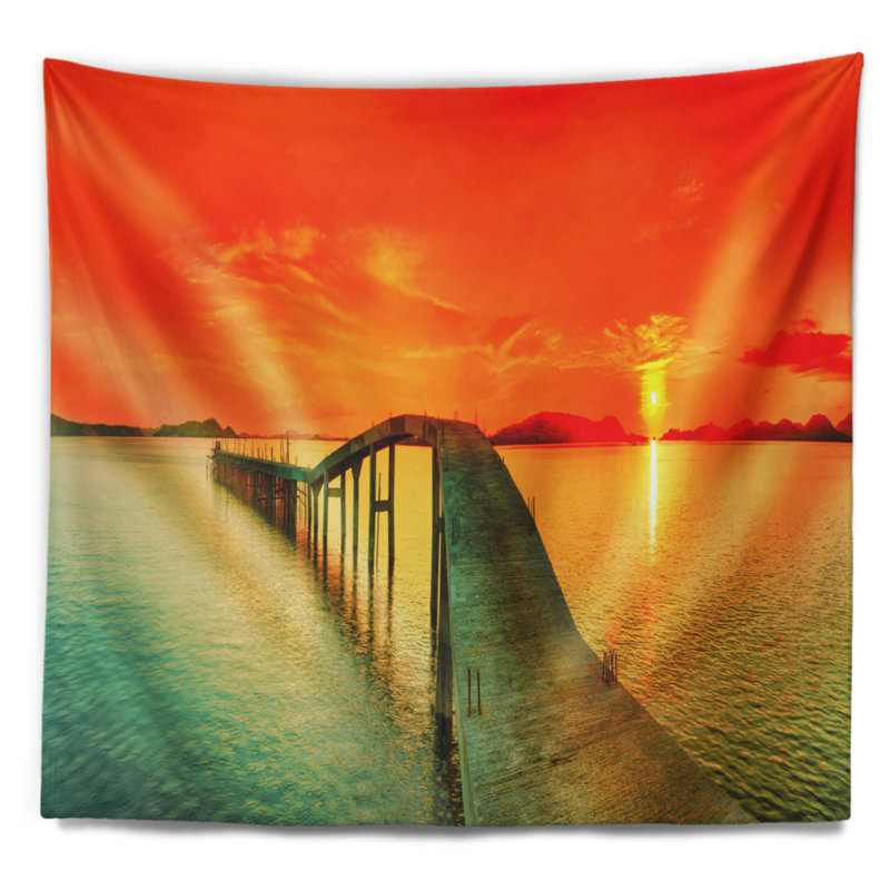 Photographie paysage marin fabulous sunset panorama tapisserie, H 32 po x l 39 po