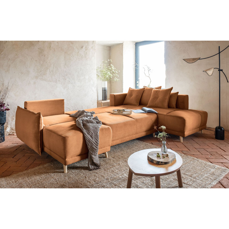 Lazy Lukka 8 Seater Sofa Bed, Right Hand Facing, Orange