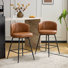 27.2" Upholstered Bar & Counter Stool with Back, 360° Swivel Faux Leather Stools, Vintage Brown