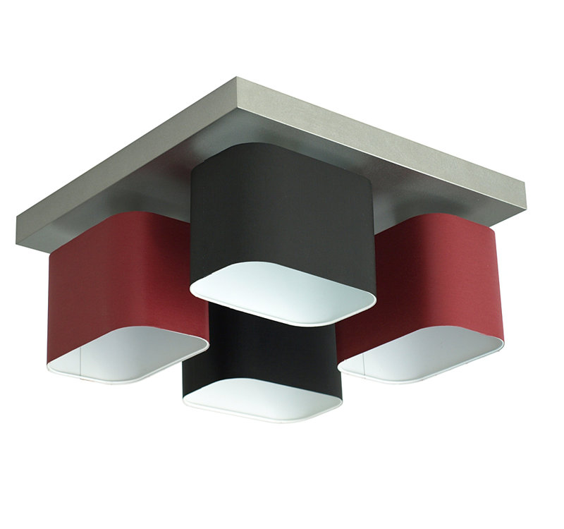 Gonzalez Semi Flush Mount, Light Brown, Burgundy and black
