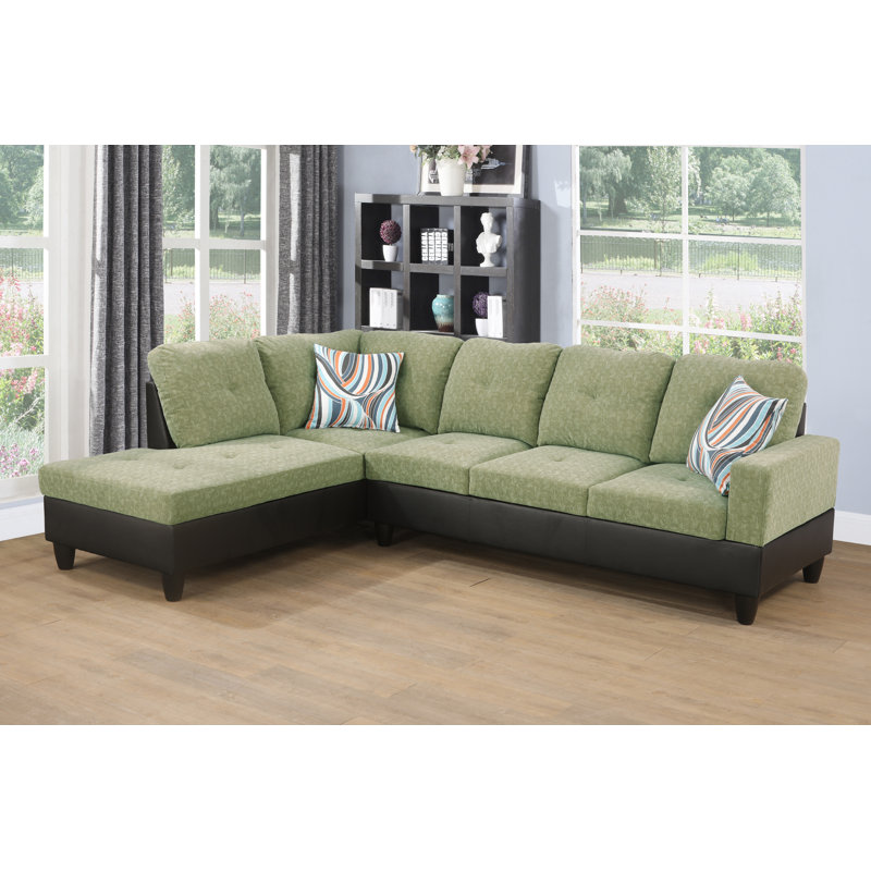Larelle 103.5" Wide  Sofa & Chaise, Orienté à gauche (vu de face), Mélange de lin de couleur cornichon