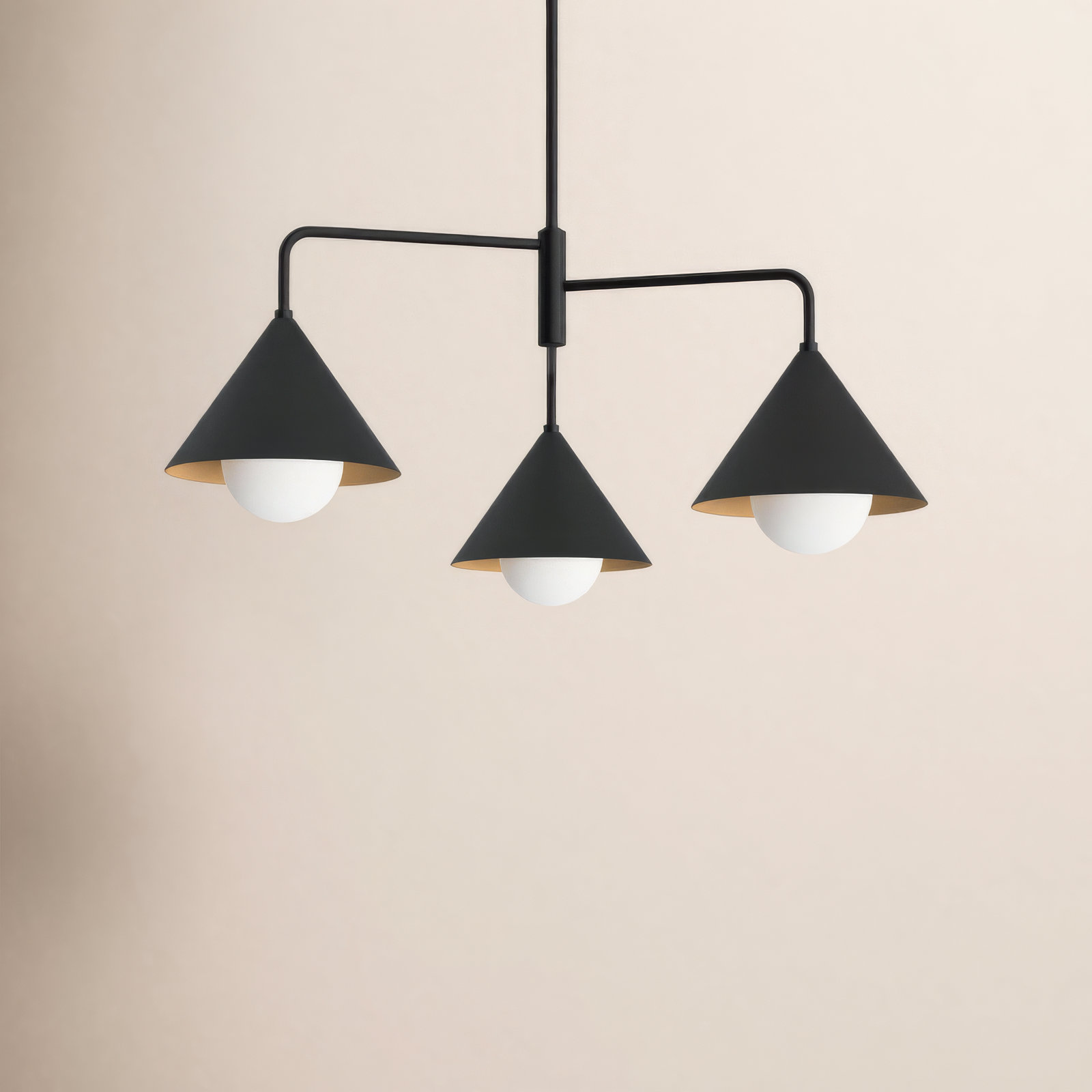 Ireland 3 - Light Geometric Chandelier, Matte Black