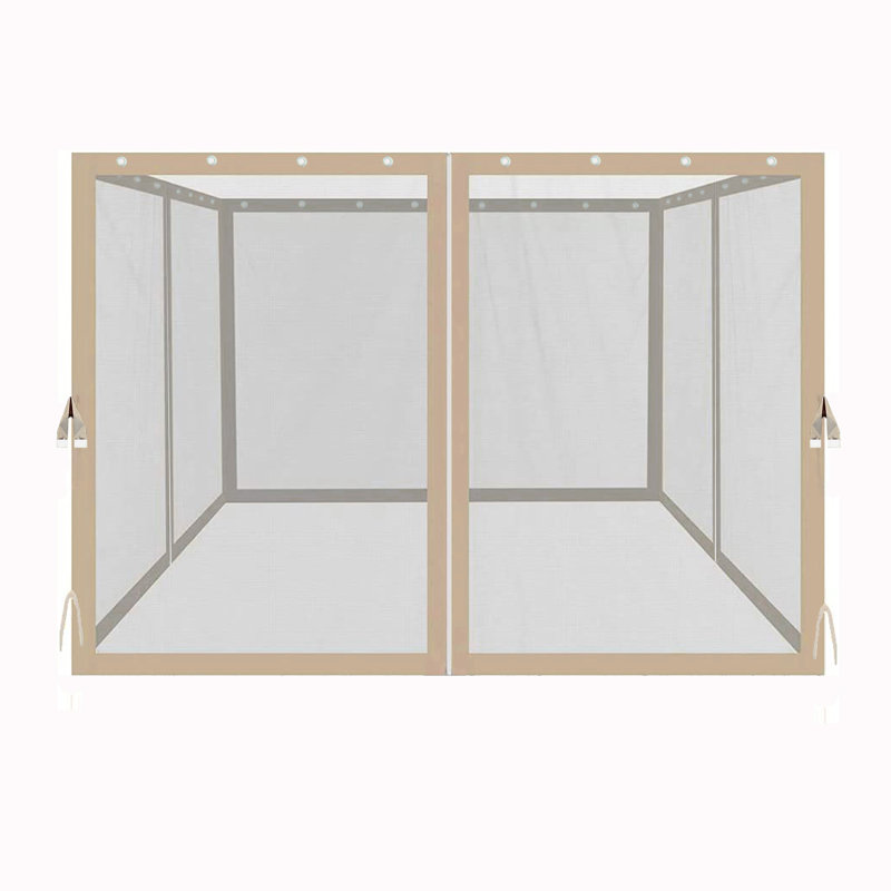 Filet de remplacement pour pavillon de jardin 10 pi x 10 pi, maille murale à 4 fermetures à glissière, beige, taille 116,5 po x 81,1 po, attaché par deux sangles de fixation filet latéral, l, P, H, attaché facilement sur les anneaux et les coins