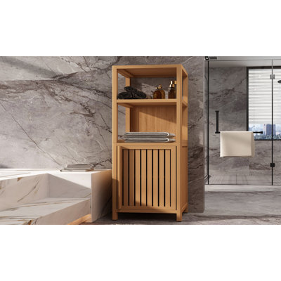 Large Capacity Multifunctional Bamboo Storage Cabinet For Bathroom And Living Room, Space-Saving And Stylish Furniture