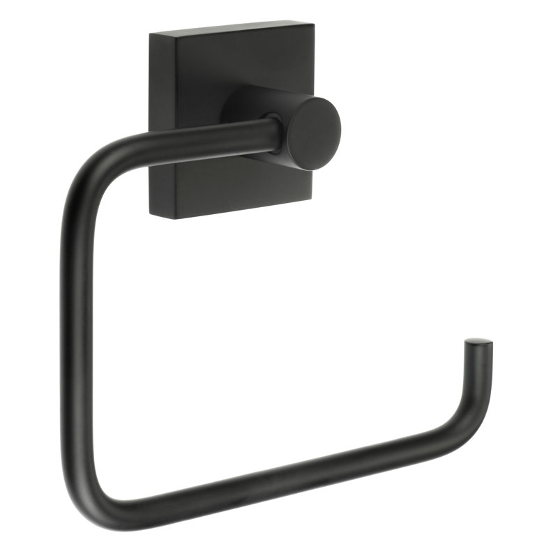 Wall mounted toilet paper holder euro style - square escutcheon, Matte Black