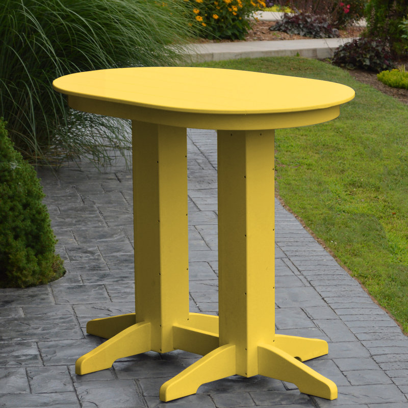 Nettie Oval Outdoor Dining Table With Umbrella Hole , in. W 33'' in. D, Lemon Yellow, 42" H x 48" W x 33" D