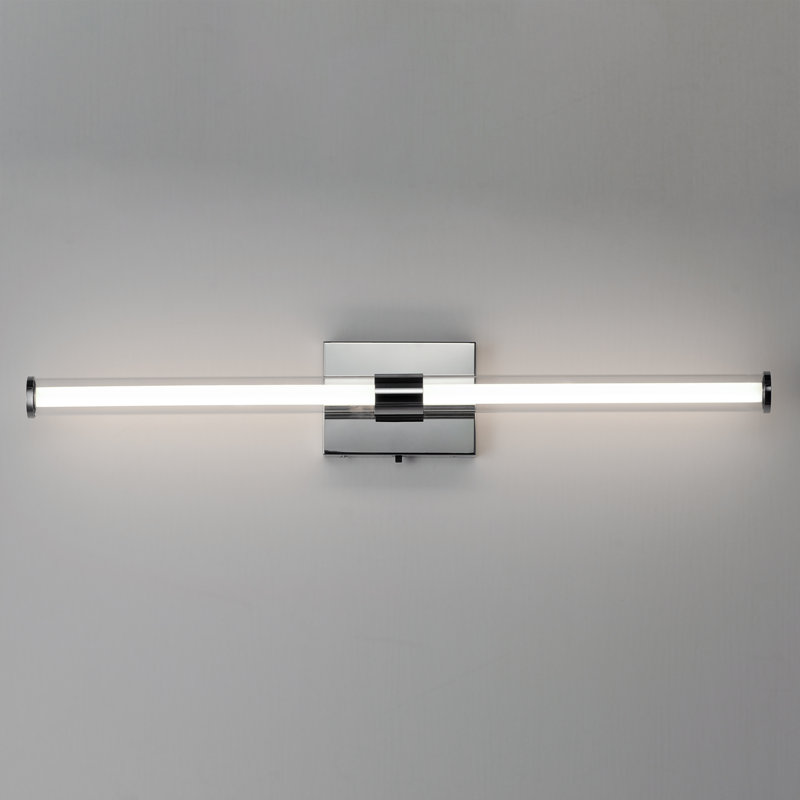 Mahkaylah Single Transparent Dimmable LED Bath Bar, Polished Chrome