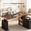 Bureau assis-debout en L de style campagnard de 170 cm avec station de recharge, bureau d'angle réglable en hauteur avec tiroirs de rangement-1491869974