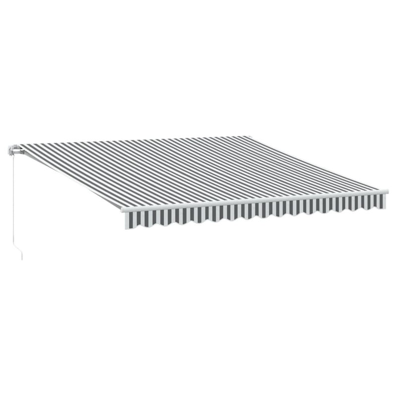 Manual Retractable Awning, 400cm H x 350cm W, Striped, White/Anthracite