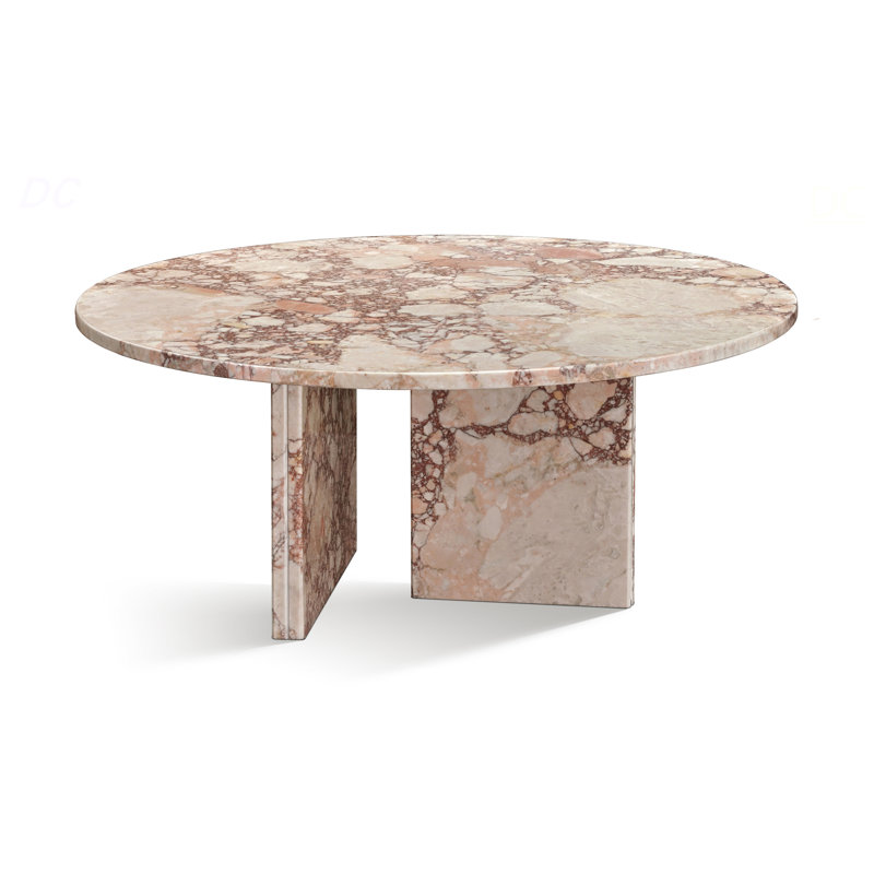 Marble Stone Coffee Table, Beige, 9.8" H x 35.4" W x 35.4" D
